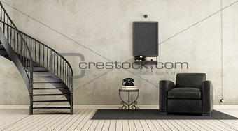 Vintage room with staircase