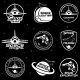 Set of retro and modern space travel badges