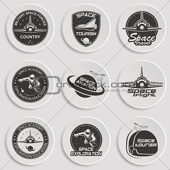 Set of retro and modern space travel badges