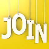 Join word hang on yellow background