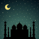 Night background with mosque silhouette