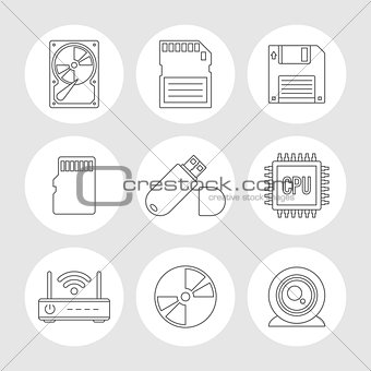 Data storage outline icons