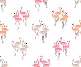 Flamingo Birds Seamless Pattern