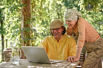 Senior couple on video call