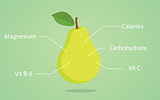 pear nutrition illustration with list of nutritions detail