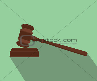 gavel isolated flat with long shadow green background