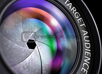 Lens of Reflex Camera with Inscription Target Audience.