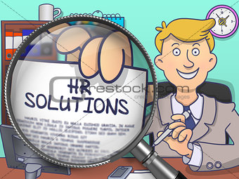 HR Solutions through Lens. Doodle Concept.