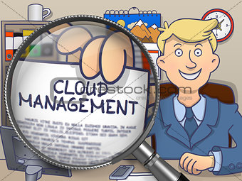 Cloud Management through Magnifying Glass. Doodle Style.