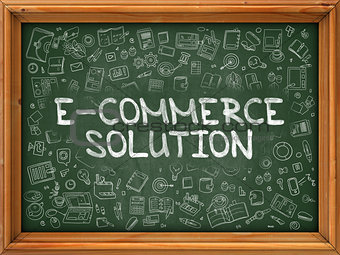Green Chalkboard with Hand Drawn E-Commerce Solution.