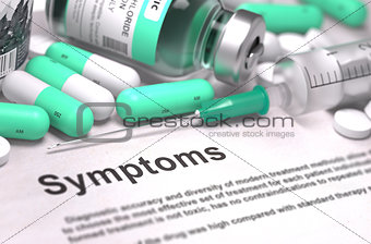 Symptoms - Medical Concept. Composition of Medicaments.