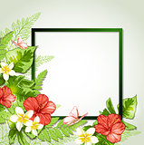 Tropical frame with flowers