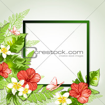 Tropical frame with flowers