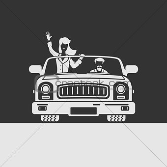 Woman and man in car