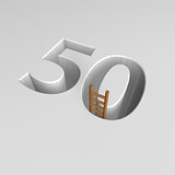 number fifty and ladder - 3d rendering