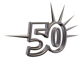 number fifty with prickles - 3d illustration