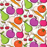 seamless vector background. colorful  fruits and vegetables
