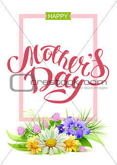 Happy mothers day. Holiday for mom. Greeting card lettering text