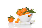 Fresh ripe mandarines isolated on white.