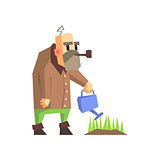 Man Watering The Grass