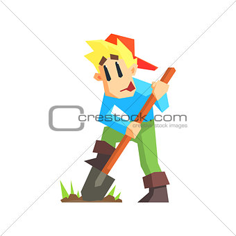 Boy Digging The Ground