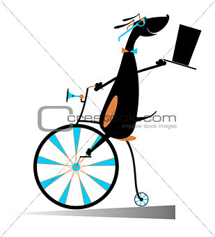 Cartoon dog rides a bike