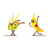 Noodles Against Banana Cartoon Fight