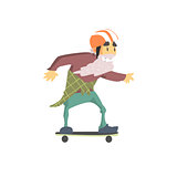 Old Man On Skateboard