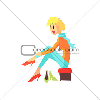 Woman Trying Shoes