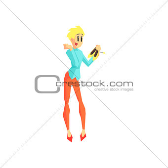 Woman Buying Pair Of Shoes