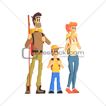 Family Of Three Ready For Hike