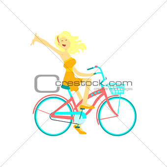 Happy Girl Riding Bicycle