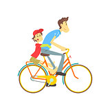 Father And Son On Bicycle