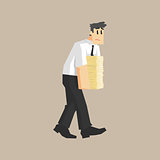 Man Carrying Pile Of Papers
