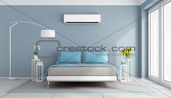 Modern bedroom with air conditioner
