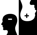 Two humans profiles of white and black colors