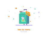 Travel concept. Suitcase flat vector illustration.