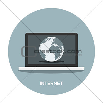 Globe earth on laptop