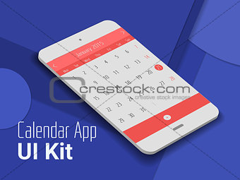 Calendar mobile app UI smartphone mockup