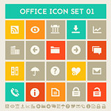 Office 1 icon set. Multicolored square flat buttons