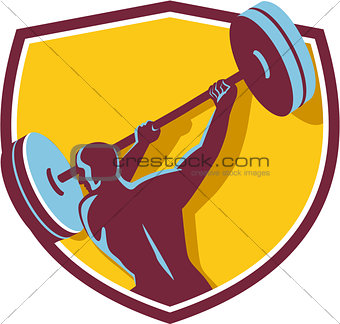 Weightlifter Swinging Barbell Rear Crest Retro