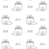 Happy furry cats seamless pattern.