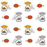 Happy eating dogs seamless pattern.