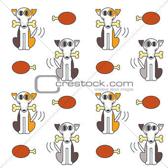 Happy dogs with bone seamless pattern.
