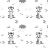 Poor homeless dogs outside in bad weather seamless pattern.