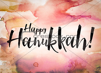 Happy Hanukkah Concept Watercolor Theme