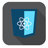 vector icon blue web shield  js framework - isolated flat design illustration long shadow