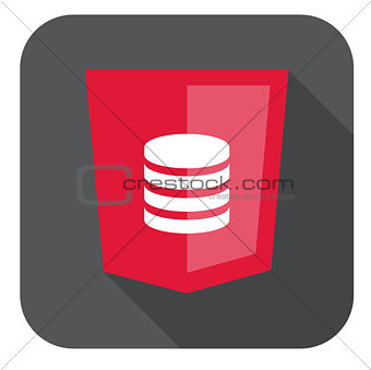 vector illustration red shield with database symbol, isolated web site development icon