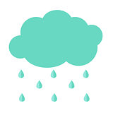 Cloud Flat Icon with Rain Drops. Simple Vector Illustration