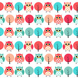 Owl Seamless Pattern Background Vector Illustration